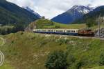 RhB  100 JAHRE BEVER-SCUOL 1913 bis 2013  Ge 6/6 414 mit dem Alpine Classic Pullman Express bei Ardez am 30.