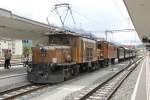 Jubiläum,125 Jahre RhB.Museumslok Ge6/6 I Nr.415(SLM/BBC 1929)und Ge4/6 Nr.353(SLM/MFO 1914)mit einem Nostalgiezug in Samedan.24.07.14 