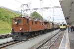 Jubiläum,125 Jahre RhB.Museumslok Ge4/6 Nr.353(SLM/MFO 1914)und Ge6/6 I Nr.415(Krokodil 1929)mit einem Nostalgiezug in Scoul-Tarasp.24.07.14 