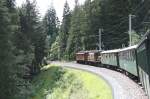 Jubiläum,125 Jahre RhB.Museumslok Ge4/6 Nr.353(1914)und Ge6/6 I Nr.415(Krokodil 1929)mit einem Nostalgiezug zwischen Klosters und Küblis.24.07.14 