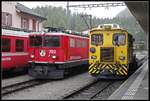 Ge 6/6 703 und Tm 2/2 98 nebeneinander in Pontresina am 2.Oktober.2019.