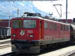 RhB - Ge 6/6 703 im Bahnhof von Samedan am 25.08.2007