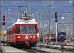 Be 4/4 515 Pendel als R1538 nach Schiers f�hrt in Landquart ein.
