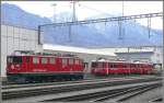 Ge 6/6 II 701  Raetia  Be 4/4 514 und 516 in Landquart.