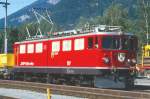 RhB - Ge 6/6 II 707  SCUOL  am 07.06.1993 in Untervaz - Universallokomotive - bernahme 05.07.1995 - SLM4520/MFO/BBC - 1776 KW - Gewicht 65,00t - LP 14,50m - zulssige Geschwindigkeit 80 km/h - Logo