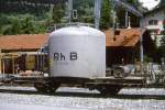RhB - Uce 8021 am 30.06.1991 in Untervaz - Zementsilowagen 2-achsig mit 1 offenen Plattform - Baujahr 1959 - FFA/MBA - Gewicht 7,84t - Zuladung 15,00t - LP 7,74m - zulssige Geschwindigkeit 65 km/h -