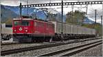 Ge 6/6 II 703  St.Moritz  mit Valserwasser in Felsberg. (10.04.2018)