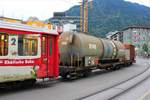 RhB B 2315 „Bärenwagen“ mit Za 8148 und Kp-w 7509 in Chur am 21.09.2018.
