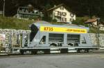 RhB - Fad 8735 am 01.09.1993 in Tiefencastel - Selbstentlade-Schotterwagen 4-achsig mit 1 offenen Plattform - bernahme 20.08.1993 - JMR - Gewicht 15,17t - Zuladung 33,00t - LP 12,50m - zulssige