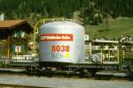 RhB - Uce 8038 am 10.05.1994 in Davos Platz - Zementsilowagen 2-achsig mit 1 offenen Plattform - Baujahr 1957 - FFA/MBA - Gewicht 7,90t - Zuladung 15,00t - LP 7,74m - zulssige Geschwindigkeit 65