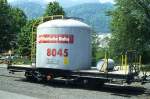 RhB - Uce 8045 am 11.05.1995 in Untervaz - Zementsilowagen 2-achsig mit 1 offenen Plattform - Baujahr 1985 - FFA/MBA - Gewicht 7,90t - Zuladung 15,00t - LP 7,74m - zulssige Geschwindigkeit 65 km/h -