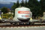 RhB - Ucek 8059 am 03.09.1996 in Untervaz - Zementsilowagen 2-achsig mit 1 offenen Plattform - Baujahr 1955 - FC/MBA - Gewicht 8,38t - Zuladung 14,60t - LP 7,75m - zulssige Geschwindigkeit 65 km/h -