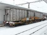 RhB - Gterwagen SI 7753 abgestellt im Bahnhof von Samedan am 04.12.2009