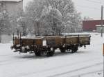 RhB - Gterwagen Kk-v  7321 abgestellt im Bahnhofsareal von Samedan am 04.12.2009