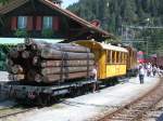 Langholzwagen N 1513+1520, ebenfalls vom Club 1889 restauriert, mit dem C114 und der Ge 2/4 222 in Trin. (24.08.2003)