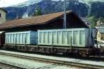 RhB - R-w 8202 II am 28.08.1996 in Samedan - Flachwagen mit Rungen 4-achsig mit 1 offenen Plattform - bernahme 14.11.1990 - FC - Fahrzeuggewicht 18,55t - Zuladung 33,00t - LP 16,54m - zulssige