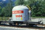 RhB - Uce 8004 am 13.05.1994 in Untervaz - Zementsilowagen 2-achsig mit 1 offenen Plattform - Baujahr 1956 - FFA/MBA - Gewicht 7,63t - Zuladung 15,00t - LP 7,74m - zulssige Geschwindigkeit 65 km/h -