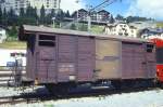 RhB - Gbk-v 5603 am 31.08.1993 in St.Moritz - Gedeckter Gterwagen 2-achsig mit 1 offenen Plattform - Baujahr 1913 - Reichsh/Gestle - Gewicht 6,92t - Zuladung 12,50t - LP 8,49m - zulssige Geschwindigkeit 75 km/h - 2=03.06.1988 - Lebenslauf: ex K1 5603 - 1969 Gbk-v 5603 - 12/1998 Xk-v 9028V - Hinweis: gescanntes Dia
