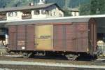 RhB - Gbk-v 5604 am 11.09.1994 in Samedan - Gedeckter Gterwagen 2-achsig mit 1 offenen Plattform - Baujahr 1913 - Reichsh/Gestle - Gewicht 6,93t - Zuladung 12,50t - LP 8,49m - zulssige Geschwindigkeit 75 km/h - 2=08.06.1988 - Lebenslauf: ex K1 5604 - 1969 Gbk-v 5604 - 1976a - 1979 Gbk-v 5604 - 09/2002 Gbk-v 5512 II - 08/2005 Abbruch - Hinweis: gescanntes Dia
