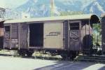 RhB - Gbk-v 5608 am 09.09.1990 in Reichenau - Gedeckter Gterwagen 2-achsig mit 1 offenen Plattform - Baujahr 1913 - Reichsh/Gestle - Gewicht 7,65t - Zuladung 12,50t - LP 8,49m - zulssige Geschwindigkeit 75 km/h - 2=04.06.1985 - Werbung: ohne - Lebenslauf: ex K1 5608 - 1969 Gbk-v 5608 - 2001 Kastenabbruch - 09/2001 X rot m 9214 III - Hinweis: gescanntes Dia
