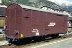 RhB - Gbk-v 5503 am 08.10.1999 in Samedan - Gedeckter Gterwagen 2-achsig mit 1 offenen Plattform - Baujahr 1911 - LOUV/RhB - Gewicht 6,54t - Zuladung 12,00t - LP 8,49m - zulssige Geschwindigkeit 70