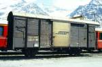 RhB - Gbk-v 5535 am 15.05.1994 in Arosa - Gedeckter Gterwagen 2-achsig mit 1 offenen Plattform - Baujahr 1913 - Reich - Gewicht 7,58t - Zuladung 12,50t - LP 8,49m - zulssige Geschwindigkeit 75 km/h - 2=18.03.1992 - Lebenslauf: ex K1 5535 - 1969 Gbk-v  5535 - 28.08.2006 Abbruch
