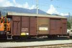 RhB - Gbk-v 5543 am 06.09.1996 in Untervaz - Gedeckter Gterwagen 2-achsig mit 1 offenen Plattform Werbung: DIE POST - Baujahr 1913 - Reich - Gewicht 6,86t - Zuladung 12,00t - LP 8,49m - zulssige Geschwindigkeit Aufkleber 80 km/h - 2=06.04.1988 - Lebenslauf: ex K1 5543 - 1969 Gbk-v 5543 - 08/2005 Abbruch - Hinweis: genderte Zuladung, genderte zulssige Geschwindigkeit, gescanntes Dia
