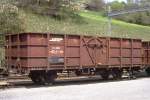 RhB - Fb 8503 am 10.05.1994 in Filisur - Hochbordwagen mit Stahlaufbau 2-achsig mit 1 offenen Plattform - Baujahr 1913 - Rast/RhB - Gewicht 7,74t - Zuladung 15,00t - LP 8,89m - zulssige
