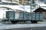 RhB - Fb 8509 am 11.04.1998 in Bergn - Hochbordwagen mit Stahlaufbau 2-achsig mit 1 offenen Plattform - Baujahr 1913 - bernahme 02.12.1980 - Rast/RhB - Gewicht 7,87 - Zuladung 15,00t - LP 8,89m -
