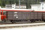 RhB - Fb 8519 am 03.06.1990 in Arosa - Hochbordwagen mit Stahlaufbau 2-achsig mit 1 offenen Plattform - Baujahr 1913 - bernahme 21.12.1982 - Rast/RhB - Gewicht 7,86 - Zuladung 15,00t - LP 8,89m -