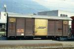 RhB - Gb 5012 am 11.05.1994 in Chur - Gedeckter Gterwagen 2-achsig mit 1 offenen Plattform - Baujahr 1963 - JMR - Gewicht 7,64t - Ladegewicht 15,00t - LP 9,14m - zulssige Geschwindigkeit Aufkleber