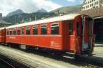 RhB - B 2225 am 31.08.1993 in St.Moritz - 2.Klasse Personenwagen schwere Stahlbauart - Baujahr 1930 - SIGRhB - Fahrzeuggewicht 24,00t - Sitzpltze 52 - LP 15,93m - zulssige Geschwindigkeit 80 km/h -