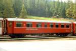 RhB - B 2283 am 30.09.1990 in Pontresina - 2.Klasse Personenwagen in schwerer Stahlbauart - Baujahr 1930 - SWS/RhB - Fahrzeuggewicht 23,00t - Sitzpltze 52 - LP 16,44m - zulssige Geschwindigkeit 80