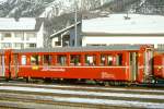 RhB - B 2309 am 26.02.1998 in Samedan - 2.Klasse Einheitspersonenwagen (Typ I) verkrzte Bauart fr Bernina.Bahn - bernahme 17.09.1968 - FFA/SWP - Fahrzeuggewicht 14,00t - Sitzpltze 48 - LP 14,91m