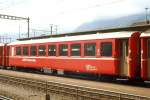 RhB - B 2341 am 02.10.1990 in Landquart - 2.Klasse Einheitspersonenwagen (Typ 1) - bernahme 21.11.1963 - FFA/SIG/RhB - Fahrzeuggewicht 18,00t - Sitzpltze 64 - LP 18,42m - zulssige Geschwindigkeit