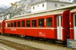 RhB - B 2348 am 15.03.2000 in Samedan - 2.Klasse Einheitspersonenwagen (Typ 1) - bernahme 31.01.1964 - FFA/SIG/RhB - Fahrzeuggewicht 21,00t - Sitzpltze 60 - LP 18,42m - zulssige Geschwindigkeit 90
