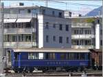 Der Salonspeisewagen WR-S 3814 abgestellt im Gterbahnhof der RhB in Chur.