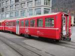 Der WS 3912 an einem Versuchszug, abgestellt im Bahnhof von Chur. An den Tren der 4 Wagen, WS 3912, AB 1569, B 2319 und BDt 1723, steht angeschrieben:  Achtung Versuchswagen Kein Zutritt fr Unbefugte . 03.12.2011.