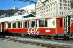 RhB - As 1142 am 02.03.1997 in St.Moritz - Historischer 1.Klasse Salonwagen 4-achsig - Baujahr 1931 - SIG - Fahrzeuggewicht 18,00t - Sitzpltze 32 - LP 16,40m - zulssige Geschwindigkeit 90 km/h -