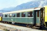 RhB - A 1208 am 24.09.1989 in Samedan - 1.Klasse Personenwagen Schwere Stahlbauart - Baujahr 1929 - SWS - Fahrzeuggewicht 23,00t - Sitzpltze 41 - LP 16,44m - zulssige Geschwindigkeit 80 km/h -