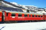 RhB - A 1216 am 01.02.1998 in Scuol - 1.Klasse Personenwagen Schwere Stahlbauart - bernahme 1930 - SWS - Fahrzeuggewicht 23,00t - Sitzpltze 33 - LP 16,44m - zulssige Geschwindigkeit 90 km/h -