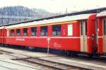 RhB - A 1231 am 09.05.1991 in St.Moritz - 1.Klasse Einheitspersonenwagen Typ I - bernahme 14.10.1965 - FFA/SIG - Fahrzeuggewicht 18,00t - Sitzpltze 36 - LP 18,42m - zulssige Geschwindigkeit 90