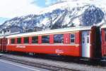 RhB - A 1233 am 07.03.1998 in Samedan - 1.Klasse Einheitspersonenwagen Typ I - bernahme 22.10.1965 - FFA/SIG - Fahrzeuggewicht 18,00t - Sitzpltze 36 - LP 18,42m - zulssige Geschwindigkeit 90 km/h
