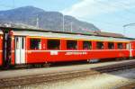 RhB - A 1234 am 28.06.1995 in St.Moritz - 1.Klasse Einheitspersonenwagen Typ I - bernahme 26.10.1965 - FFA/SIG - Fahrzeuggewicht 18,00t - Sitzpltze 36 - LP 18,42m - zulssige Geschwindigkeit 90