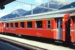 RhB - A 1237 am 31.05.1993 in Samedan - 1.Klasse Einheitspersonenwagen Typ I - bernahme 15.11.1965 - FFA/SIG - Fahrzeuggewicht 19,00t - Sitzpltze 36 - LP 18,42m - zulssige Geschwindigkeit 90 km/h