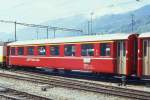 RhB - A 1238 am 22.05.1991 in Landquart - 1.Klasse Einheitspersonenwagen Typ I - bernahme 15.11.1965 - FFA/SIG - Fahrzeuggewicht 18,00t - Sitzpltze 36 - LP 18,42m - zulssige Geschwindigkeit 90