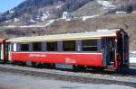 RhB - A 1262 am 13.03.2000 in Scuol - 1.Klasse Personenwaqgen fr Bernina-Express, verkrzter Einheitspersonenwagen Typ II - bernahme 11.09.1978 - FFA/SWP - Fahrzeuggewicht 15,00t - Sitzpltze 30 -