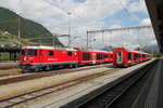 Neue Anlieferung von Wagen für die ALVRA Gliederzüge der Fa.Stadler,hier in Landquart.06.07.16