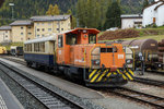 RhB: JUBILÄUM
     20 JAHRE CLUB 1889
Mit dem Tm 2/2 119 wurde am 15. Oktober 2016 in Pontresina der Salonwagen für den Montebello-Express bereit gestellt.
Foto: Walter Ruetsch 
