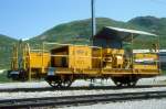 MLLER AG - SWF 1 am 07.08.1992 in OBERALPPASS-CALMOT - meterspuriger SEILWINDEN- und KUPPLUNGSWAGEN  RhB/Brnig - Baujahr ? - Gewicht 12,12t aufgerstet - LP 7,49m - zulssige Geschwindigkeit km/h